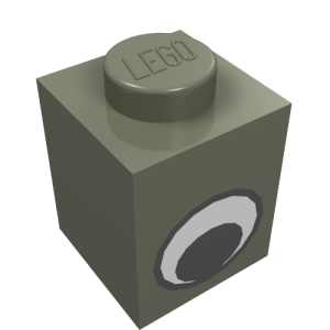 3005pe1 - Brick 1 x 1 with Eye Simple Black and White Pattern