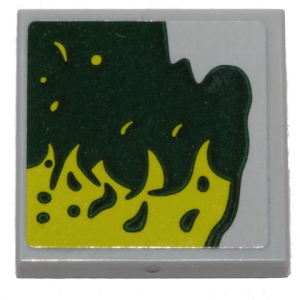 11203pb043L - Tile, Modified 2 x 2 Inverted with Lime Slime Pattern Model Left Side (Sticker) - Set 40336