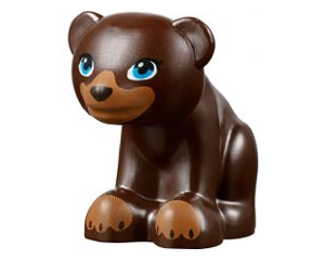 14732pb01 - Bear, Friends / Elves, Baby Cub, Sitting with Black Nose, Dark Azure Eyes and Dark Tan Paws and Muzzle Pattern