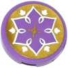 14769pb049tr - Tile, Round 2 x 2 with Bottom Stud Holder with Gold Cushion, White Leaves and Flower Outline on Transparent Background Pattern (Sticker) - Set 41075