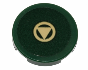 14769pb082 - Tile, Round 2 x 2 with Bottom Stud Holder with Tan Triangle in Circle Pattern (Sticker) - Set 75141