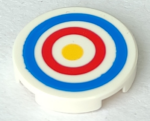 14769pb086 - Tile, Round 2 x 2 with Bottom Stud Holder with Blue and Red Circles and Yellow Dot Archery Target Pattern