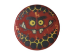 14769pb089 - Tile, Round 2 x 2 with Bottom Stud Holder with Globlin Face with Small Teeth Pattern