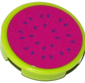 14769pb132 - Tile, Round 2 x 2 with Bottom Stud Holder with Watermelon Slice Pattern (Sticker) - Set 41118