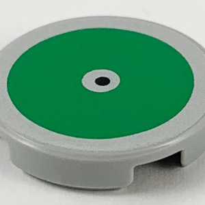 14769pb317 - Tile, Round 2 x 2 with Bottom Stud Holder with Large Green Circle and Black Center Dot Pattern