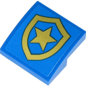 15068pb249 - Slope, Curved 2 x 2 x 2/3 with Gold Police Star Badge Logo with Black Border Pattern (Sticker) - Set 60243