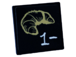 15210pb093 - Road Sign 2 x 2 Square with Open O Clip with White '1-' and Tan Croissant Pattern (Sticker) - Set 60233