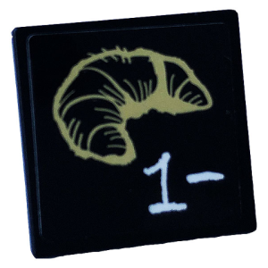 15210pb093 - Road Sign 2 x 2 Square with Open O Clip with White '1-' and Tan Croissant Pattern (Sticker) - Set 60233