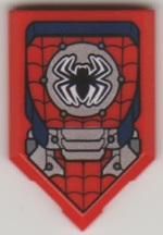 22385pb216 - Tile, Modified 2 x 3 Pentagonal with Black Spider, Web and Metal Plates Pattern