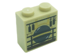 22885pb006 - Brick, Modified 1 x 2 x 1 2/3 with Studs on 1 Side with Pendulum and Fence Pattern (Sticker) - Set 71043