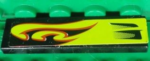 2431pb232L - Tile 1 x 4 with Lime Swirls and Air Intake Pattern Model Left Side (Sticker) - Set 8681