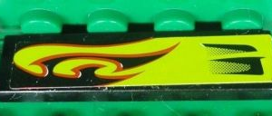 2431pb232L - Tile 1 x 4 with Lime Swirls and Air Intake Pattern Model Left Side (Sticker) - Set 8681