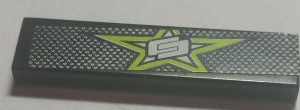 2431pb402 - Tile 1 x 4 with Lime Star and White and Black Mesh Pattern (Sticker) - Set 8681