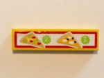 2431pb430 - Tile 1 x 4 with 2 Pizza Slices and Pricing '2' and '3' with Red Border Pattern (Sticker) - Set 41058