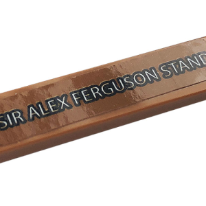 2431pb670 - Tile 1 x 4 with White 'SIR ALEX FERGUSON STAND' on Medium Nougat Background Pattern (Sticker) - Set 10272