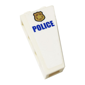 2449pb014L - Slope, Inverted 75 2 x 1 x 3 with Blue 'POLICE' and Gold Police Badge Pattern Model Left Side (Sticker) - Set 60141
