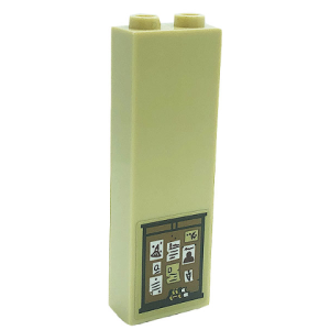 2454pb195 - Brick 1 x 2 x 5 with Notice Board, Books and Papers Pattern (Sticker) - Set 71043