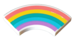 27925pb001 - Tile, Round Corner 2 x 2 Macaroni with Coral, Yellow, Dark Turquoise, Medium Azure, and Medium Lavender Rainbow Pattern