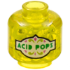 28621pb0030 - Minifigure, Head without Face with Green 'ACID POPS' on White Label Pattern - Vented Stud