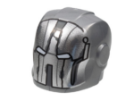 28631pb21 - Minifigure, Headgear Helmet Armor Plates and Ear Protectors with Silver Faceplate, White Eye Slits, Weathering Cracks Pattern