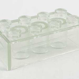 3001oldf1 - Brick 2 x 4 without Cross Supports Transparent with Frosted Horizontal Line