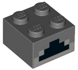 3003pb084 - Brick 2 x 2 with Pixelated Black Coal and Light Bluish Gray Ash Pattern (Minecraft Furnace)