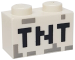 3004pb122 - Brick 1 x 2 with Black 'TNT' Pixelated Pattern