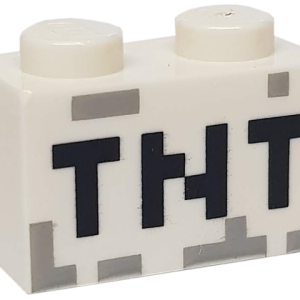 3004pb122 - Brick 1 x 2 with Black 'TNT' Pixelated Pattern