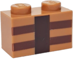 3004pb123 - Brick 1 x 2 with Reddish Brown and Dark Brown Minecraft Crafting Table Lines Pattern