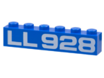 3009pb244 - Brick 1 x 6 with White 'LL 928' Pattern