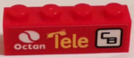 3010pb184L - Brick 1 x 4 with Octan Logo, 'Tele', and 'CB' Pattern Model Left Side (Sticker) - Set 60084