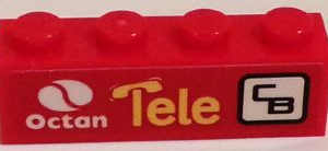 3010pb184L - Brick 1 x 4 with Octan Logo, 'Tele', and 'CB' Pattern Model Left Side (Sticker) - Set 60084