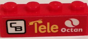 3010pb184R - Brick 1 x 4 with Octan Logo, 'Tele', and 'CB' Pattern Model Right Side (Sticker) - Set 60084