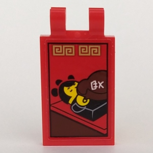 30350bpb101 - Tile, Modified 2 x 3 with 2 Clips with Female Minifigure Pattern (Sticker) - Set 70617