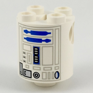30361px2 - Brick, Round 2 x 2 x 2 Robot Body with Gray Lines and Blue Pattern (R2-D2)