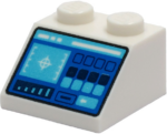 3039pb140 - Slope 45 2 x 2 with Control Panel with Medium Azure and Dark Blue Buttons, Crosshairs, Bar Chart and Slot Pattern