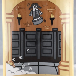 30562pb064 - Cylinder Quarter 4 x 4 x 6 with Stall Doors, Torches and Girl Pattern on Inside (Sticker) - Set 71043