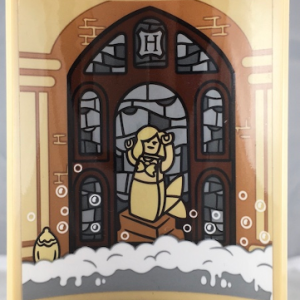 30562pb065 - Cylinder Quarter 4 x 4 x 6 with Bricks, Bubbles, Stained Glass Windows and Mermaid Pattern on Inside (Sticker) - Set 71043