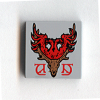 3068bpb0093 - Tile 2 x 2 with Groove with Coat of Arms Durmstrang Stag Pattern