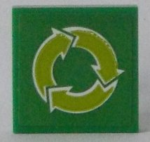 3068bpb1192 - Tile 2 x 2 with Groove with Lime Recycling Arrows Pattern (Sticker) - Set 60154