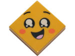 3068bpb1199 - Tile 2 x 2 with Groove with Face, Smile Open Mouth, Black Eyes with White Pupils, Raised Eyebrows, Orange Cheeks Pattern
