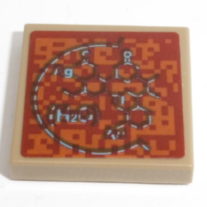 3068bpb1331 - Tile 2 x 2 with Groove with Aromatic Hydrocarbon Chemical Formula and 'H2O' Pattern (Sticker) - Sets 60226 / 60228