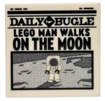 3068bpb1721 - Tile 2 x 2 with Groove with Newspaper 'DAILY BUGLE' and 'LEGO MAN WALKS ON THE MOON' Pattern