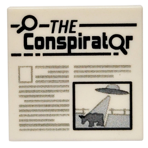 3068bpb1733 - Tile 2 x 2 with Groove with Newspaper 'THE Conspirator' Pattern