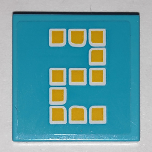 3068bpb1843 - Tile 2 x 2 with Groove with Yellow Digital Number 2 Pattern (Sticker) - Set 41338