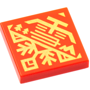 3068bpb1890 - Tile 2 x 2 with Groove with Gold Temple, Trees, and Hills Logo Pattern