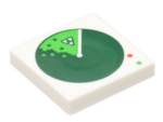3068bpb2027 - Tile 2 x 2 with Groove with Dark Green Radar Screen with Blacktron Logo Blip and Red and Bright Green Lights Pattern