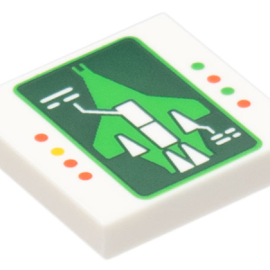 3068bpb2028 - Tile 2 x 2 with Groove with Galaxy Explorer on Dark Green Diagnostic Screen and Red, Bright Green and Yellow Lights Pattern