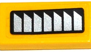 3069bpb0449L - Tile 1 x 2 with Groove with Silver Air Vents Pattern Model Left Side (Sticker) - Set 60092