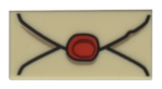 3069bpb0730 - Tile 1 x 2 with Groove with Envelope with Red Wax Seal and Dark Tan Highlights Pattern